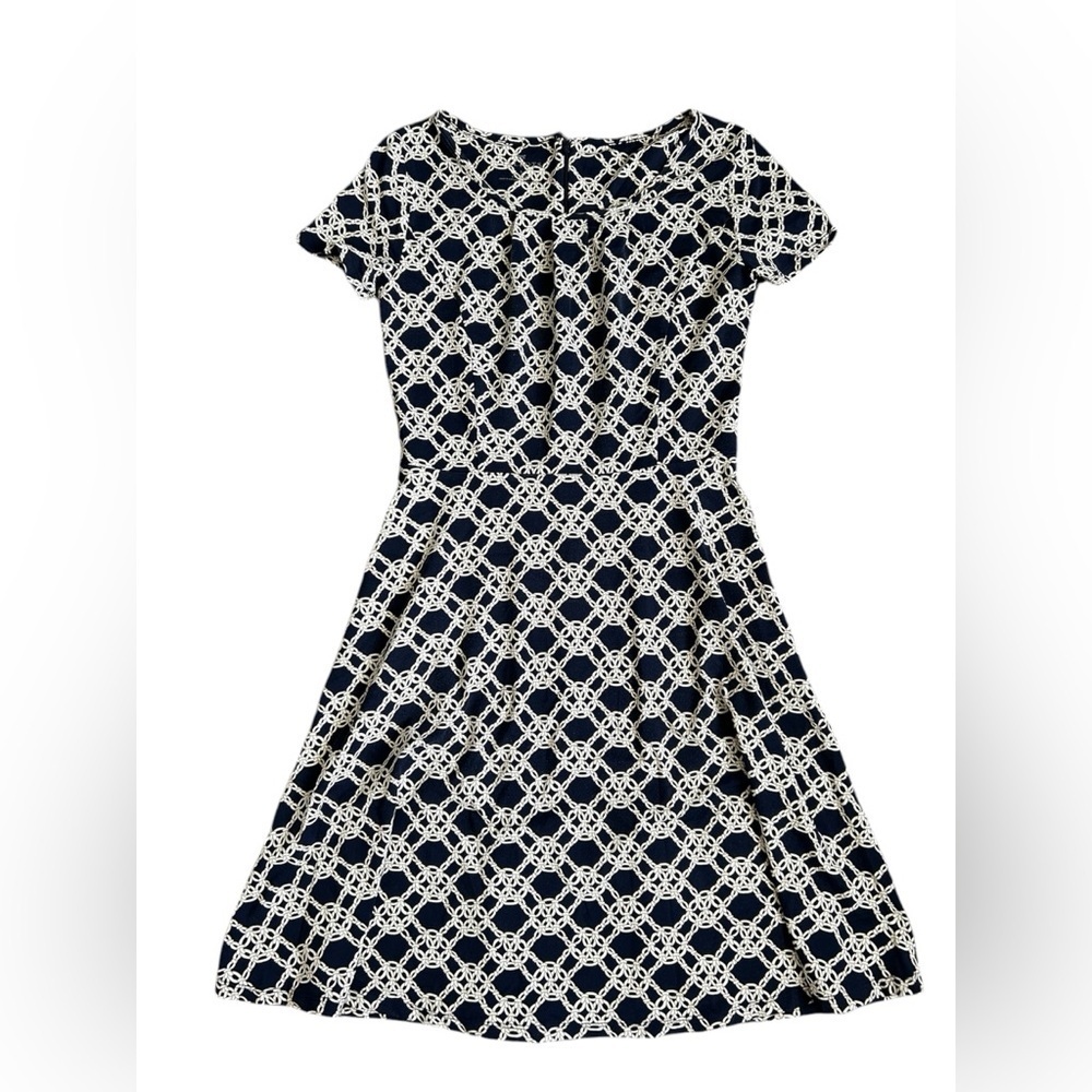 5/$25 Talbots Navy Blue Dress with Nautical Rope Like Pattern Size Small - Picture 3 of 9